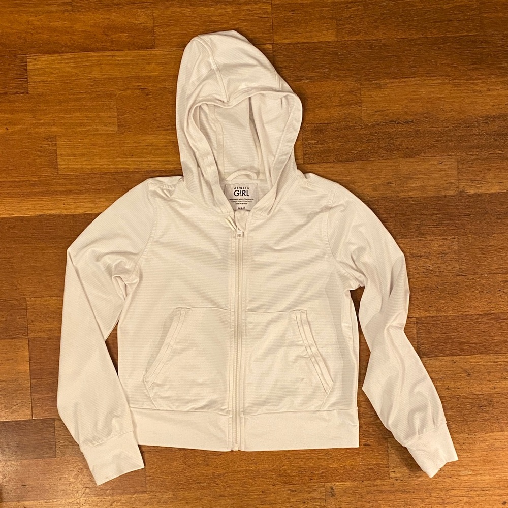 Athleta Girl White Hooded Kids Jacket